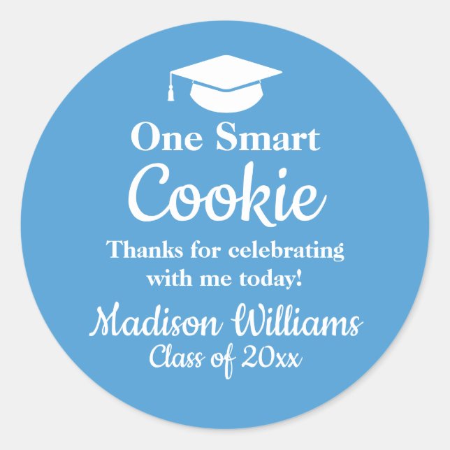 Adesivo Redondo Graduação Um Biscoito Inteligente Para Formando Fa (Frente)