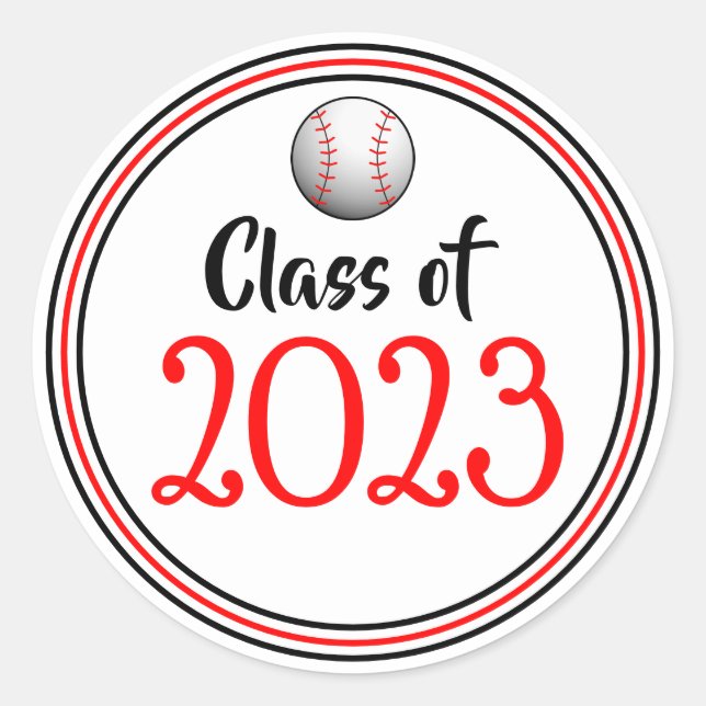 Adesivo Redondo Graduação Vermelha e Preta do Ano de Classe (Frente)