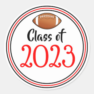 Adesivo Redondo Graduação Vermelha e Preta do Ano de Classe