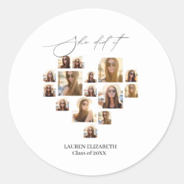 Adesivo Redondo Graduation 15Photo Collage ''She Did it'' 