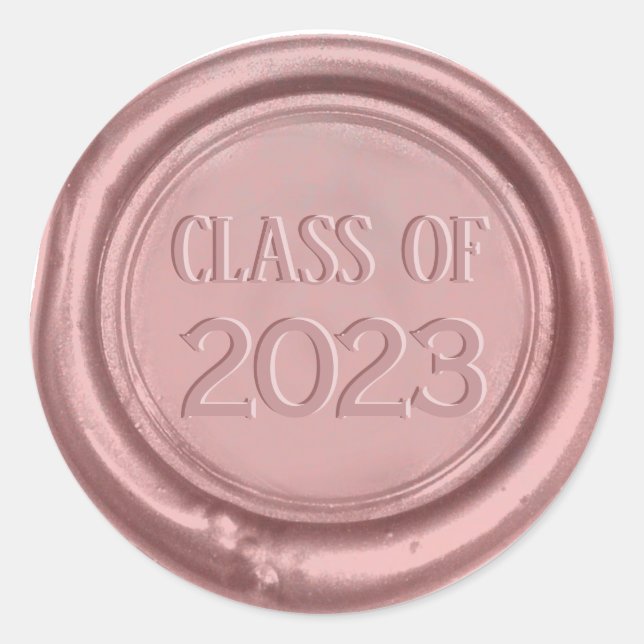 Adesivo Redondo Graduation Class of 2022 Rose Gold Wax Seal (Frente)