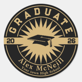 Adesivo Redondo Graduation Classic Gold & Black Template