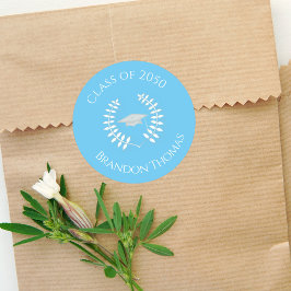 Adesivo Redondo Graduation Modern Classic Laurel Light Blue