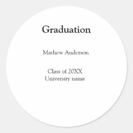 Adesivo Redondo Graduation name class of 20XX university name simp