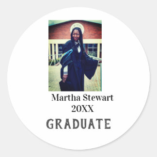 Adesivo Redondo Graduation photo name year class university simple