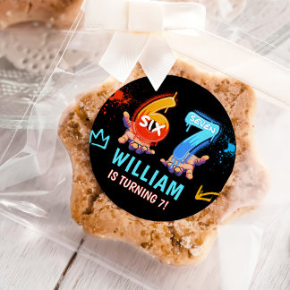 Adesivo Redondo Graffiti 6 7 Meme Trend Six Seven Birthday Party