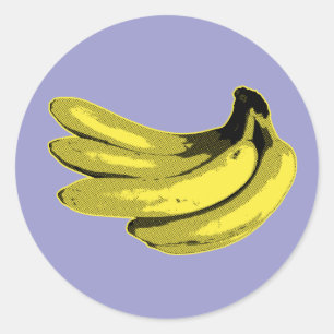 Adesivo Redondo Gráfica de Banana Amarela Pop Art
