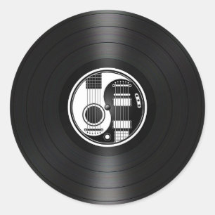 Adesivo Redondo Gráfico branco e preto do vinil das guitarra de