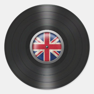 Adesivo Redondo Gráfico britânico do álbum gravado de vinil da
