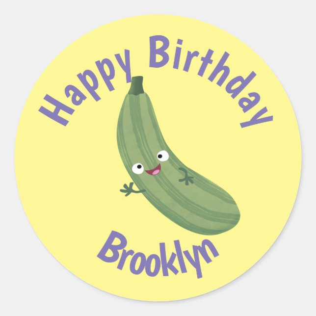 Adesivo Redondo Gráfico clássico de desenho animado feliz da abobr (Frente)