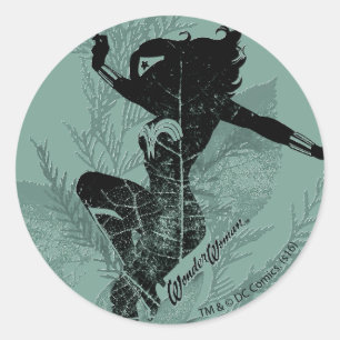 Adesivo Redondo Gráfico da Folhagem de Aterrissagem da Mulher Mar