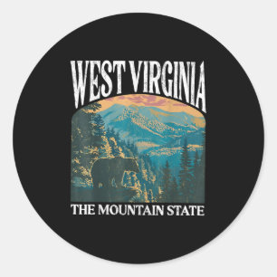 Adesivo Redondo Gráfico da Montanha do Urso Retroativo da Virgínia