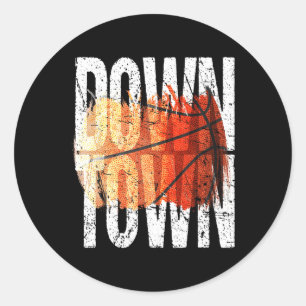 Adesivo Redondo Gráfico de 3 pontos de basquetebol com tiro - Cent