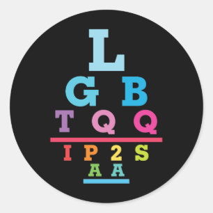 Adesivo Redondo Gráfico de Acuidade Visual Orgulho Gay LGBTQQIP2SA