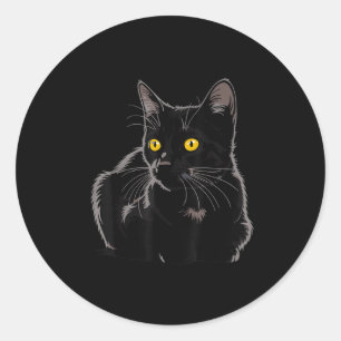 Adesivo Redondo Gráfico de Arte de Gato Preto com Olhos Amarelos L