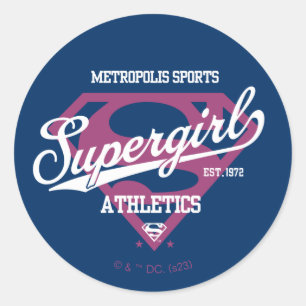 Adesivo Redondo Gráfico de atletismo da Supergirl Metropolis