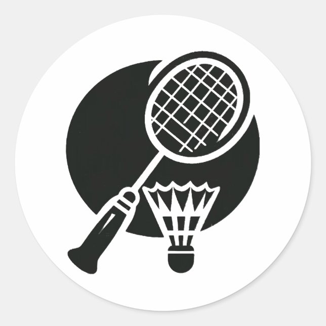 Adesivo Redondo Gráfico de Badminton (Frente)