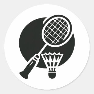Adesivo Redondo Gráfico de Badminton