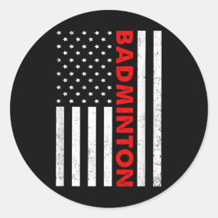 Adesivo Redondo Gráfico de bandeira dos EUA de badminton jogador d