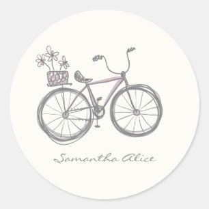 Adesivo Redondo Gráfico de Bicicletas Whimsical Ilustração de C