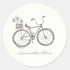 Adesivo Redondo Gráfico de Bicicletas Whimsical Ilustração de Cinz