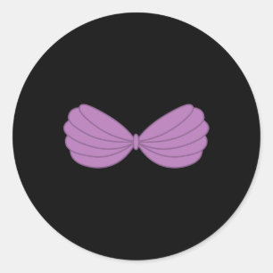 Adesivo Redondo Gráfico de Cartoons da Mermaid Purple Seashell Bra