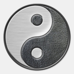 Adesivo Redondo Gráfico de couro e de aço de Yin Yang do efeito