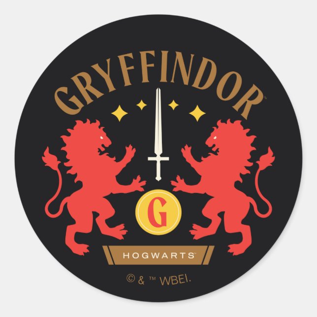 Adesivo Redondo Gráfico de Espada de Leão Duplo GRYFFINDOR™ House (Frente)