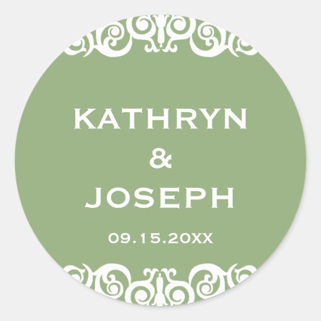 Adesivo Redondo Gráfico de favorecimento de pergaminho vitoriano (Frente)