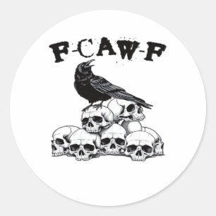 Adesivo Redondo Gráfico de Halloween Caveira de Corvo Gótico F Cro