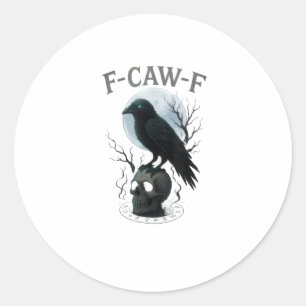 Adesivo Redondo Gráfico de Halloween Caveira de Corvo Gótico F Cro