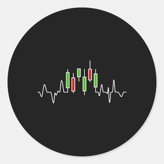 Adesivo Redondo Gráfico de Hebeat De Candlestick Forex Ou Stock Tr (Frente)