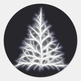 Adesivo Redondo Gráfico de Natal Branco da Árvore