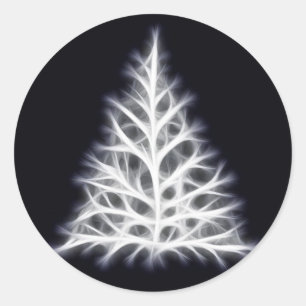 Adesivo Redondo Gráfico de Natal Branco da Árvore
