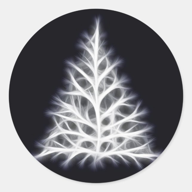 Adesivo Redondo Gráfico de Natal Branco da Árvore (Frente)