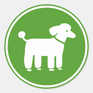Adesivo Redondo Gráfico de Poodle (Verde)