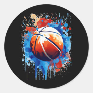 Adesivo Redondo Gráfico de Poster de Arte de Basquete
