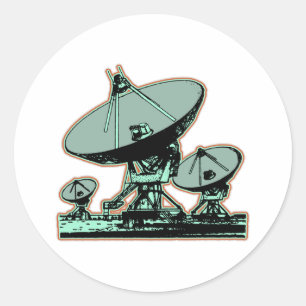 Adesivo Redondo Gráfico de Prato de Satélite Retrô