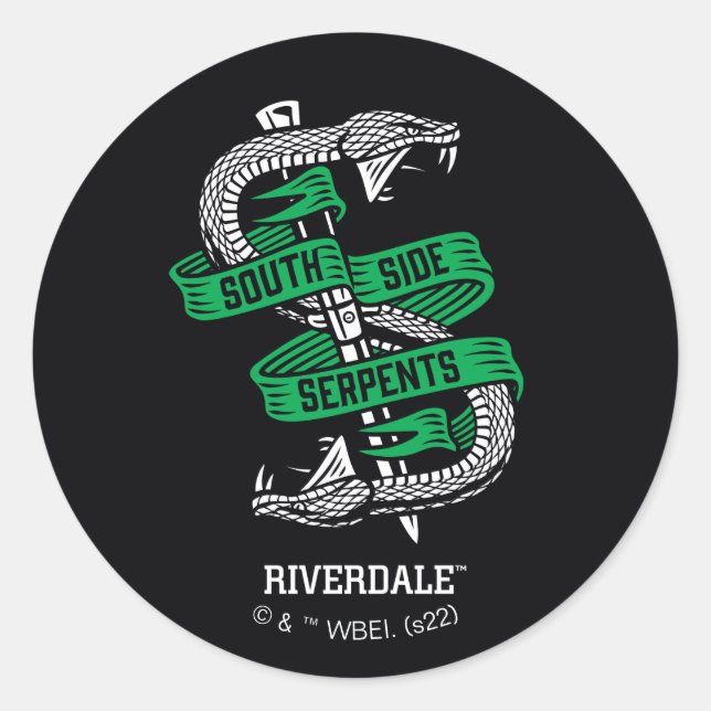 Adesivo Redondo Gráfico de Serpentes Lados do Sul (Frente)