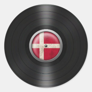 Adesivo Redondo Gráfico dinamarquês do álbum gravado de vinil d