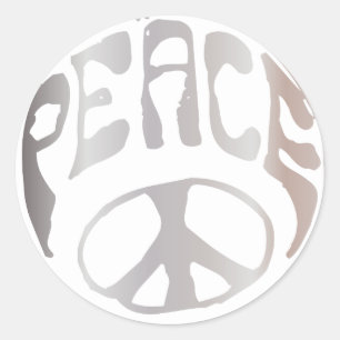Adesivo Redondo Gráfico do Sinal de Paz Cor-de-Rosa Metálico