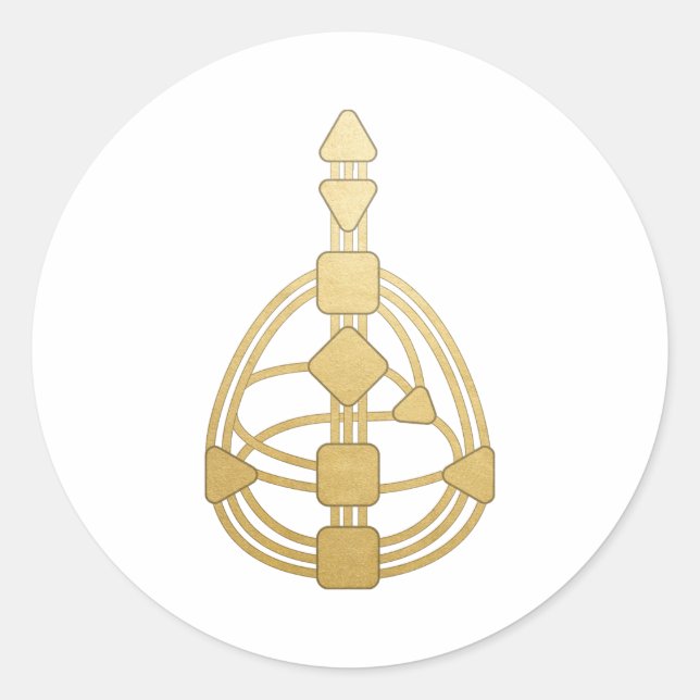 Adesivo Redondo Gráfico Dourado de Design humano (Frente)