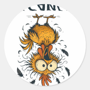 Adesivo Redondo Gráfico Engraçado de Frango Galinha F-caw-f Para H