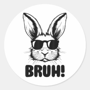 Adesivo Redondo Gráfico Engraçado Dia da Páscoa Bunny Bruh Para Ho