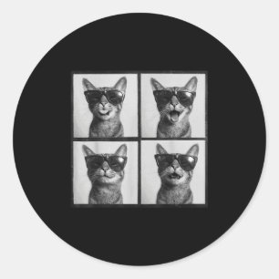 Adesivo Redondo Gráfico Engraçado Gato Photobooth Selfie Engraçado