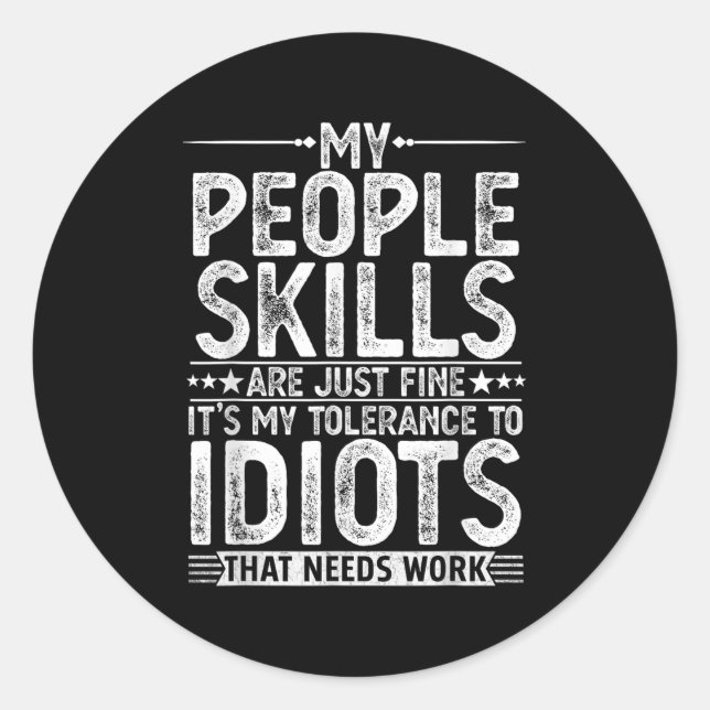 Adesivo Redondo Gráfico Engraçado Para Homens Mulheres Adultas Hum (Frente)