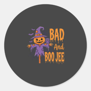 Adesivo Redondo Gráfico Espantalho Halloween Bad And Boo Jee