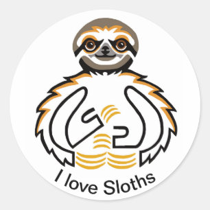 Adesivo Redondo Gráfico Eu adoro SLOTHS - Natureza - Vida Selvagem