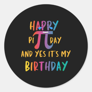Adesivo Redondo Gráfico Feliz Pi 3.14 Geeks Coloridos Legal Pi Day