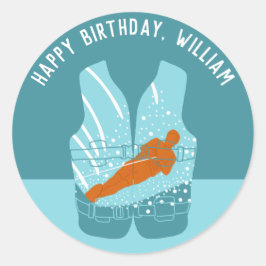 Adesivo Redondo Gráfico Personalizado de Jaqueta de Vida do Esqui